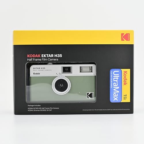 KODAK EKTAR H35 Cámara de película de Medio fotograma (Salvia) con Rollo de película Ultramax 400/24EXP de 35mm